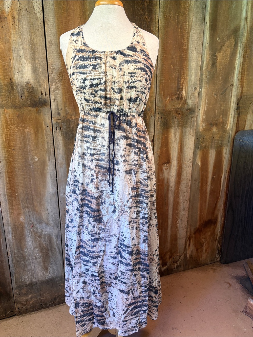 Heartloom boho Cotton & Silk Flowy Natural Maxi Sleeveless dress Small